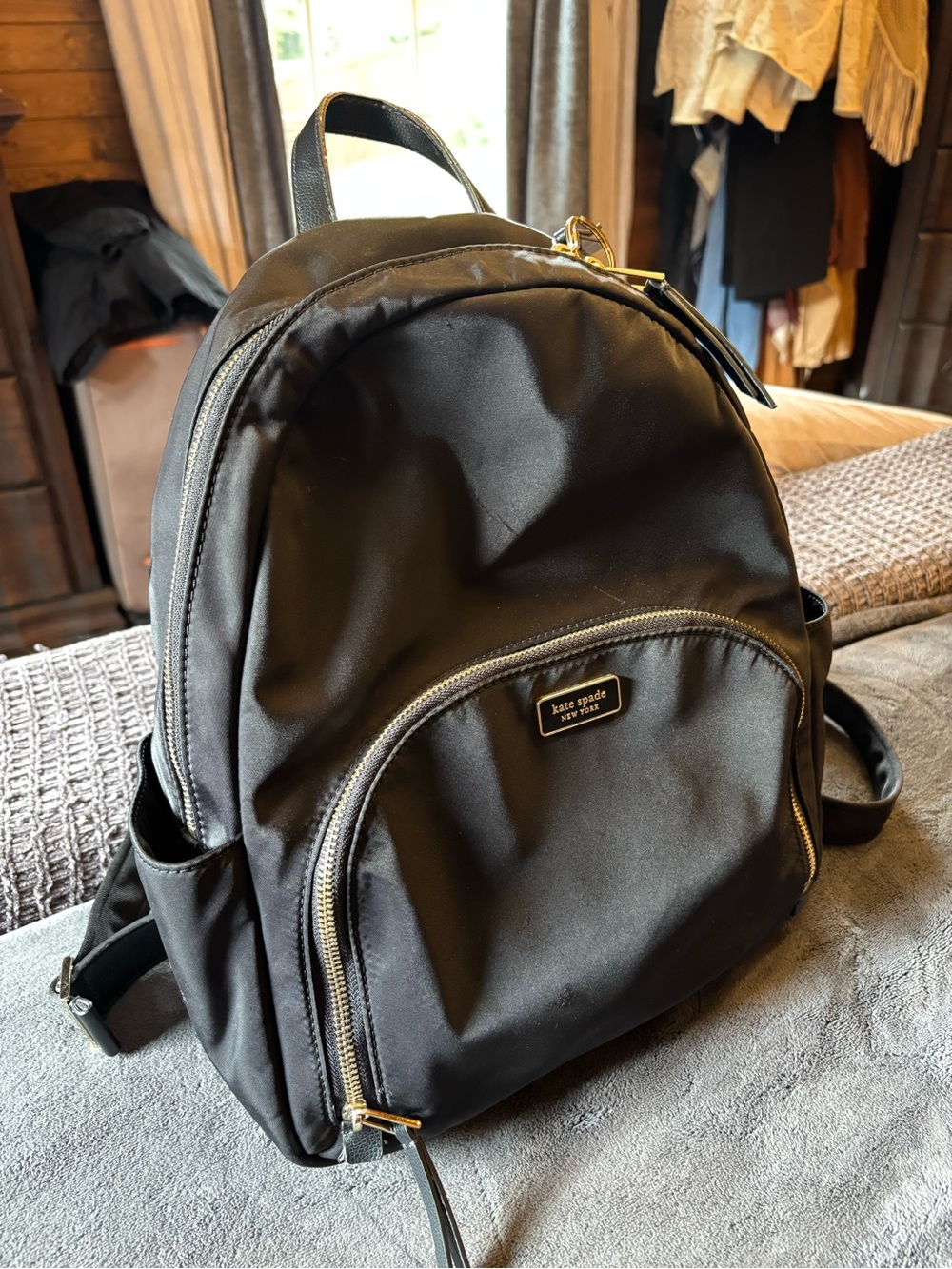 Kate Spade Dawn Large Black Nylon Backpack Purse
